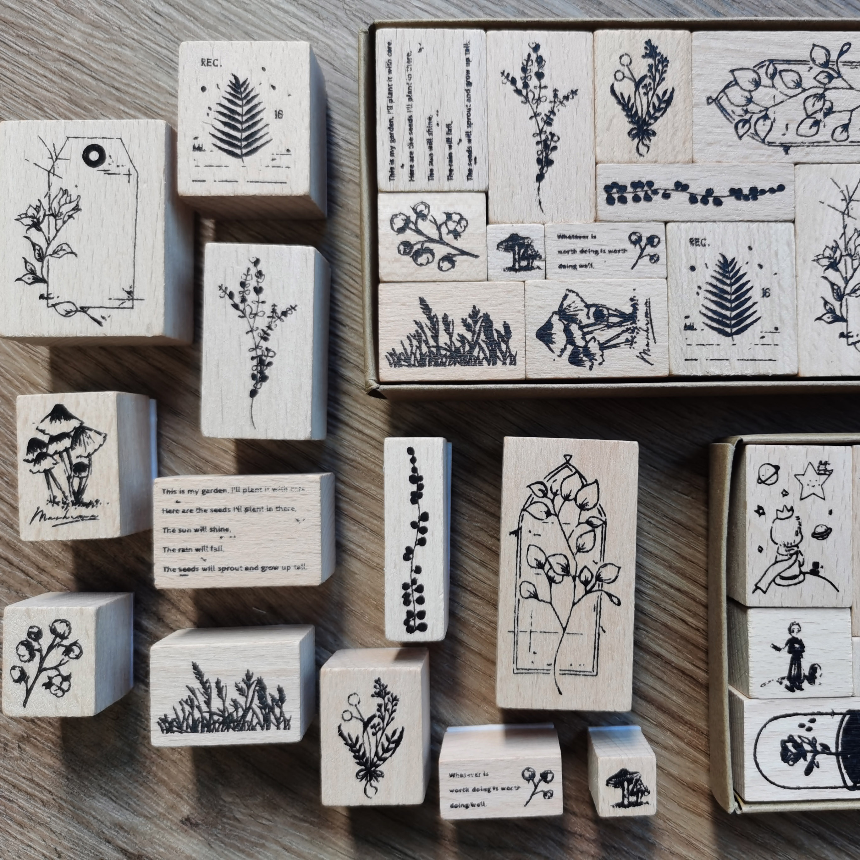 12pc/box Vintage English Phrase Grass Plant Leave Decoration Stamp Set DIY wooden rubber stamps for scrapbooking journal stamps